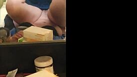 Blonde milf masturbates with dildo!