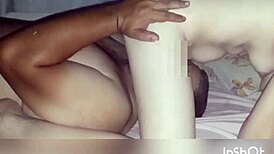 wife sits on husband's face, making him suck her wet pussy