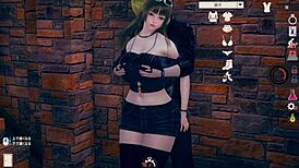 lazy personality ai girl play video with busty himeko in island life 3dcg eroge.