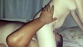 wife sits on husband's face, making him suck her wet pussy