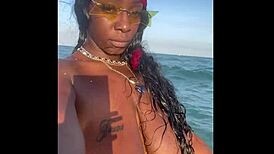 Day At The Beach With Big Ass Milf Natural Tits Ebony Mature