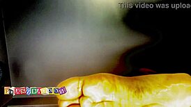 Intriguing wet and oily foot massage experience