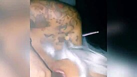 Ebony woman endures intense face fucking and blowjob session with black cock