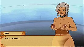 Cartoon Hentai Game: Busty Lesbian's Blowjob