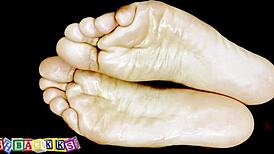 Intriguing wet and oily foot massage experience