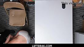 Big ass ebony teen Maya Morena caught shoplifting and fucked hard by burglar