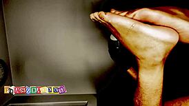 Intriguing wet and oily foot massage experience