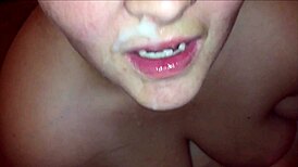 thick teen gagging and cumming on huge fat cock as she deepthroats with huge cum bath in hardcore bukkake