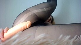 Teen gives nylon footjob!