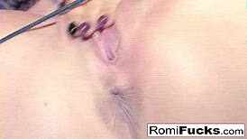 Romi Rain Stuffs Pussy with Panties and Licks Them Clean