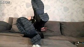 Dominatrix Nika makes you lick dirty boots