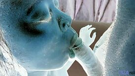 Step sister surprises boyfriend with doggystyle in the dark on Valentine's