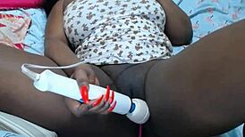 Chubby black babe teases with solo play