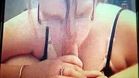 BBW wife gives intense blowjob leading to facial cumshot