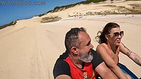 ma santos rides with ted in buggy at praia