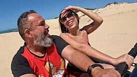 ma santos rides with ted in buggy at praia