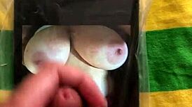 I made this tribute 3 for cumslutgigi, stroking my monster cock until I cum on her big tits.