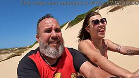 ma santos rides with ted in buggy at praia