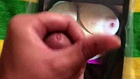 I made this tribute 3 for cumslutgigi, stroking my monster cock until I cum on her big tits.