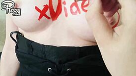 Young amateur strips and dances naked in stockings, clothes ripped off