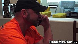 Buff guy views adult films before an intimate group encounter