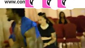 oh wow, freak sucks that male stripper's big black cock and gets a creampie 😍