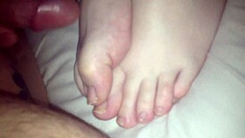 amateurs give footjobs in casual settings