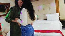 Camera captures two college girls outside class part one