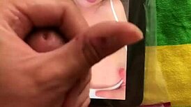 I made this tribute 3 for cumslutgigi, stroking my monster cock until I cum on her big tits.