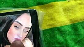 I made this tribute 3 for cumslutgigi, stroking my monster cock until I cum on her big tits.