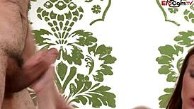 Skinny British babe with small tits gets mmf anal threesome.