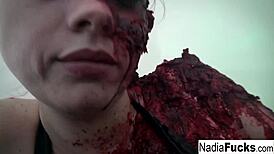 Hot Zombie Pleases The Gash Between Her Legs