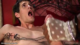 ebony femdom in lingerie dominates with pegging