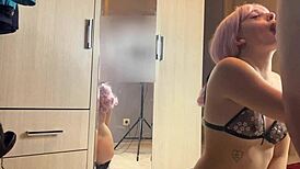 Pretty petite teen sucks dick in pov