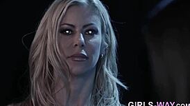 High definition video of lesbians scissoring in a three some group with blondes and babes