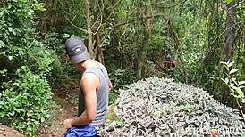 I climbed the trail and met a guy jerking off, couldn't resist and we came together