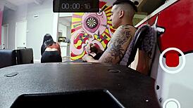 Online tinder date turns into soft bdsm bondage sex, with blowjob and big tits bound amateurs