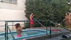Skinny-Dipping Party at the Pool with Joy Cardozo and Friends