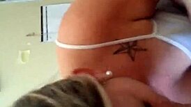 Brunette BBW Gives Intense Blowjob to Fat Cock