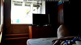 Chubby bbw wife pleasures herself for amateur window cleaner voyeur