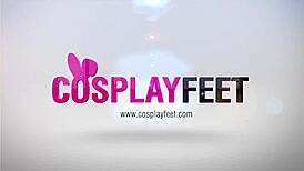 Blonde Cop in Cosplay POV Removes Fishnets and Sucks Her Own Toes, Revealing Sexy Pantyhose and Kinky Feet