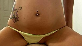 Intense cuckold creampie fills old panties with hot cum.