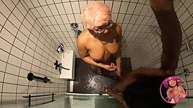 Ebony Anime Cosplayer In Shower Scene