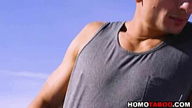 Muscular Gay Jock Blows Step Brother's Dick