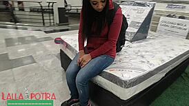 I met an exotic couple at the market, talked about swinging, and we had a hot threesome while my cuckold filmed.