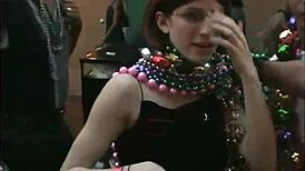 Amateur girls showing their bodies in Mardi Gras party