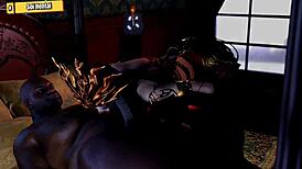 hentai 3d medusa queen gets black dick blowjob and creampie