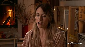 Blonde amateur's anal fingering escalates to assfucking on Christmas