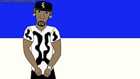 Ebony pornstar sucks black cock in interracial lesbian scene