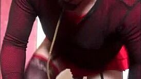 Bisexual crossdresser Mark Wright bends over, drinks piss, begs for assfuck